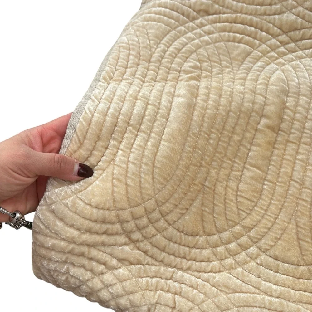 2 West Elm Ivory Beige Velvet Geometric Accent Pillow Cover Size 18x18”